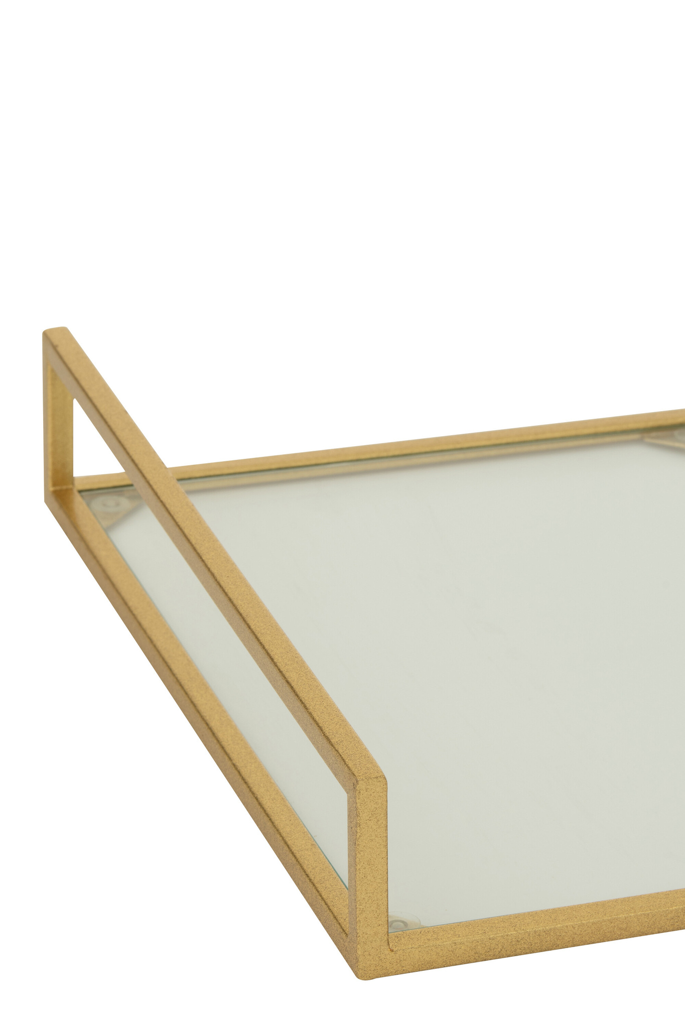 J-LINE SET VAN 2 DECORATIEVE DIENBLADEN IJZER/GLAS GOUDKLEURIG