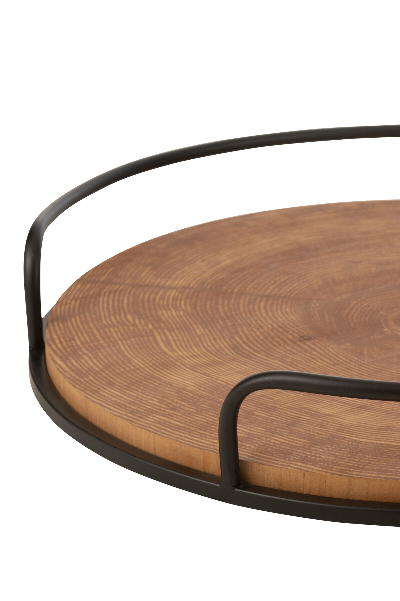 J-LINE SET VAN 2 DIENBLADEN ROND MDF/IJZER NATUURLIJK/ZWART