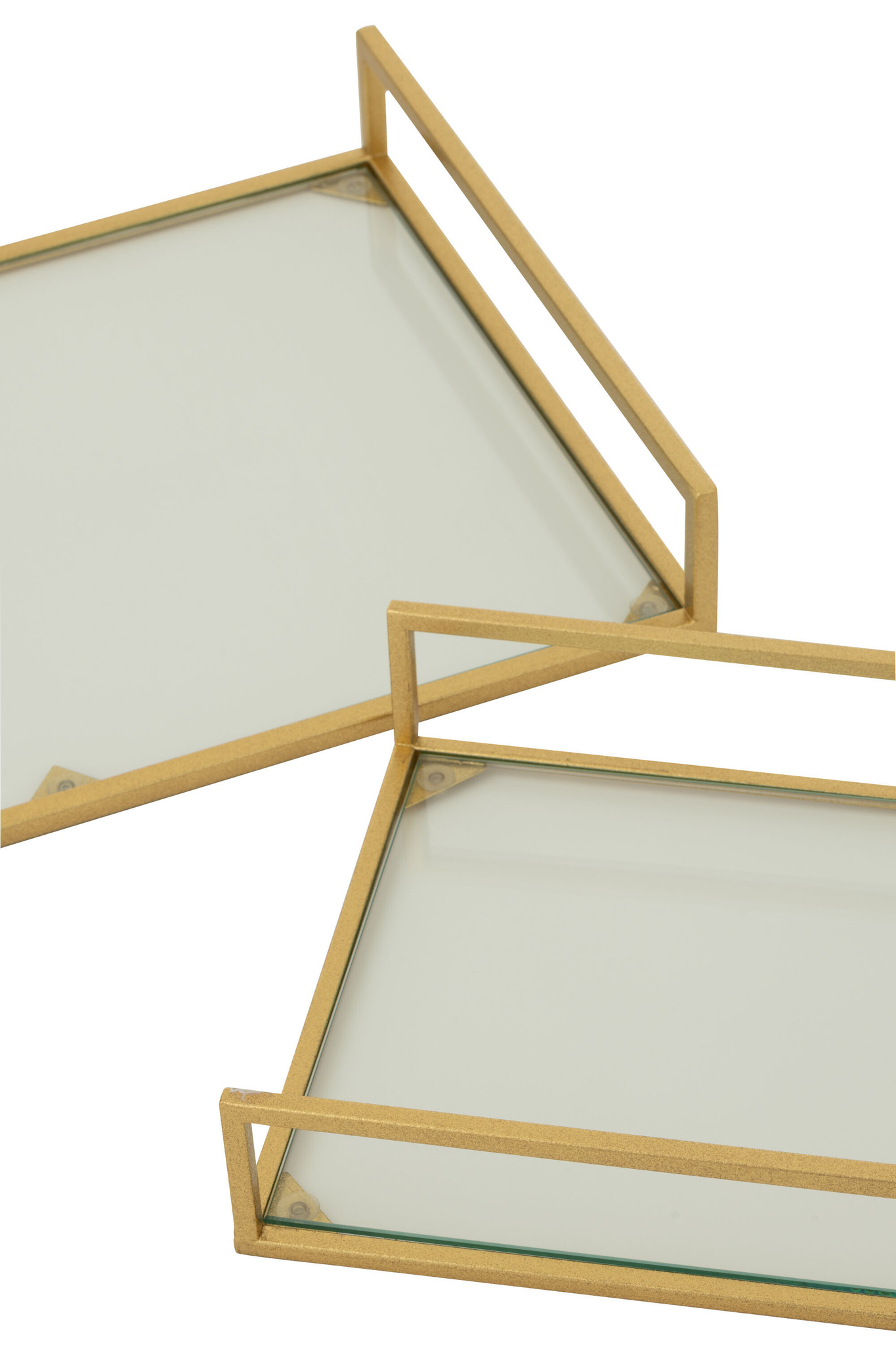 J-LINE SET VAN 2 DECORATIEVE DIENBLADEN IJZER/GLAS GOUDKLEURIG