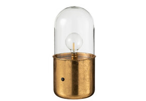 J-LINE ANTIEKE LED-TAFELLAMP GLAS ZINK GOUD GROOT