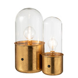 J-LINE ANTIEKE LED-TAFELLAMP GLAS ZINK GOUD GROOT