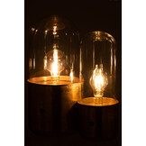 J-LINE ANTIEKE LED-TAFELLAMP GLAS ZINK GOUD GROOT