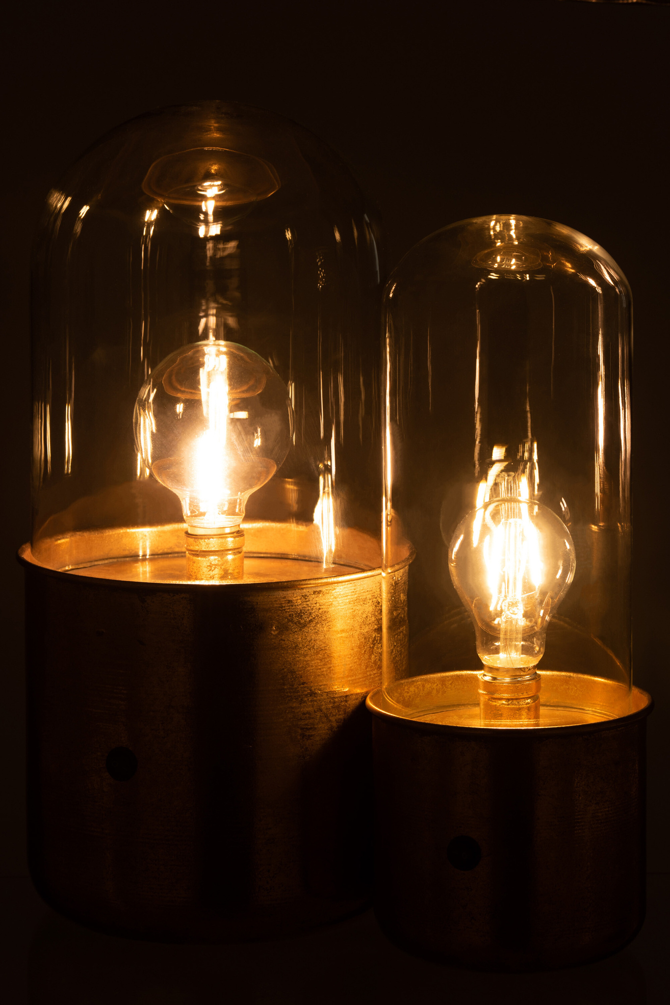 J-LINE ANTIEKE LED-TAFELLAMP GLAS ZINK GOUD GROOT