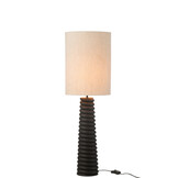 J-LINE TAFELLAMP GERIBBELD HOUT ZWART/GRIJS