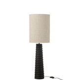 J-LINE TAFELLAMP GERIBBELD HOUT ZWART/GRIJS