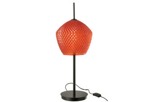 J-LINE TAFELLAMP GLAS METAAL ROOD