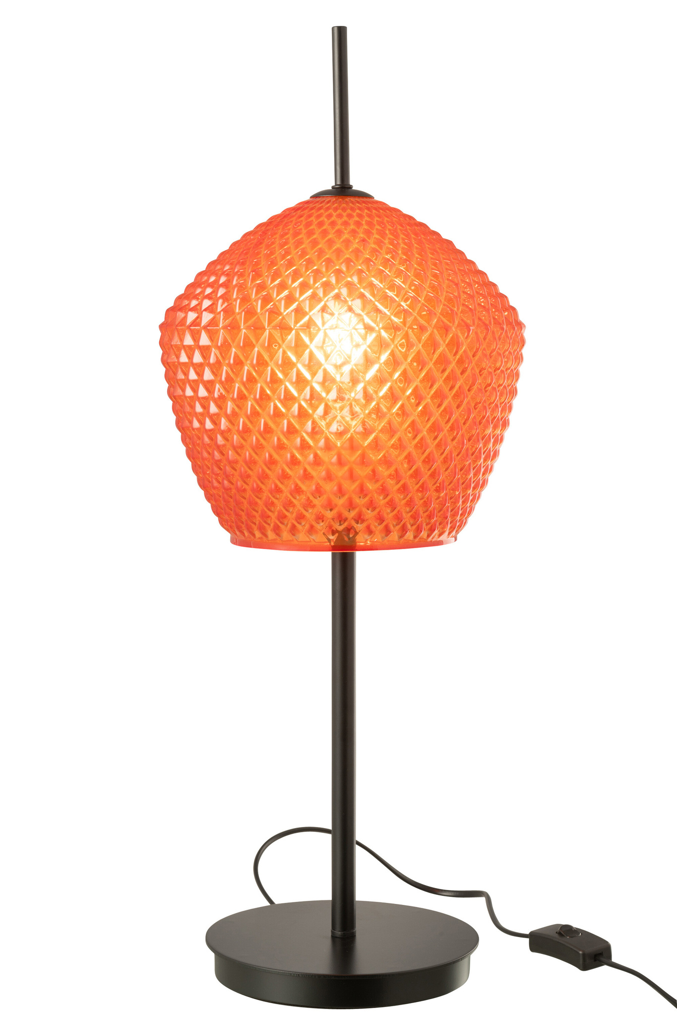 J-LINE TAFELLAMP GLAS METAAL ROOD