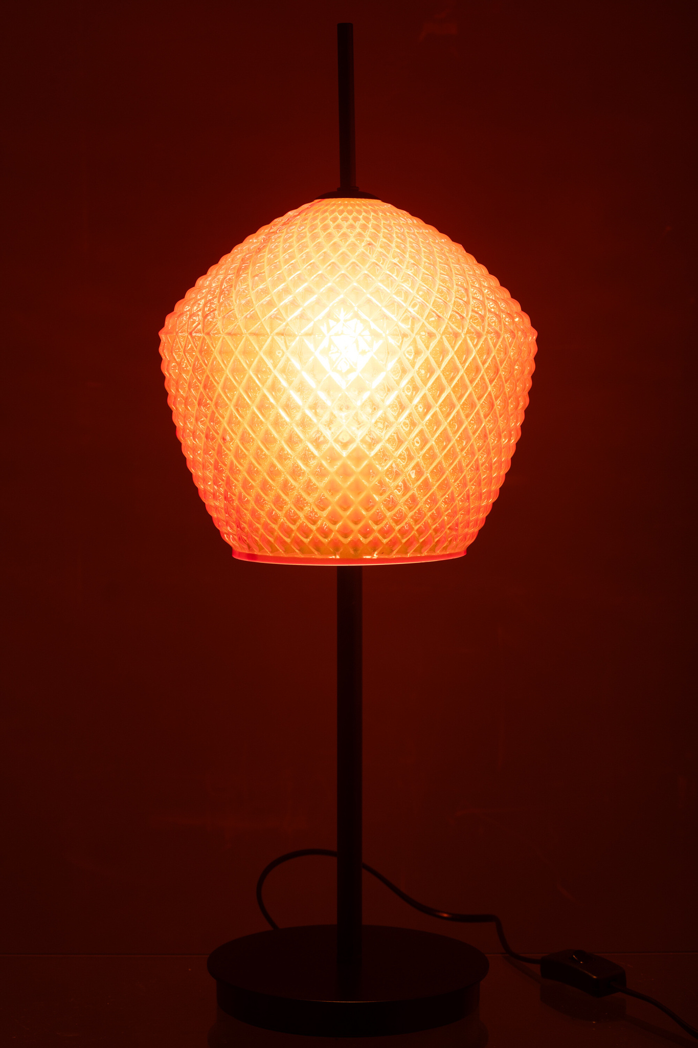 J-LINE TAFELLAMP GLAS METAAL ROOD