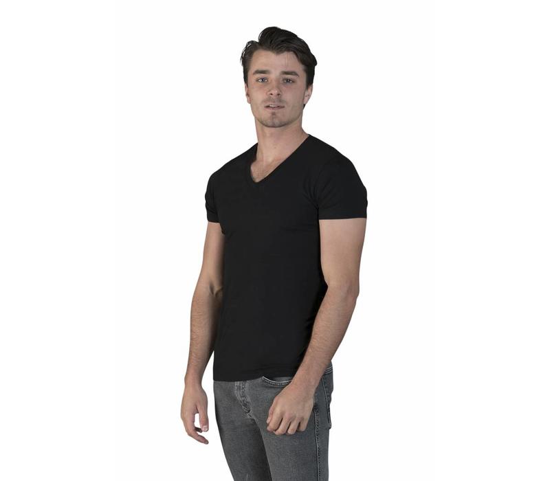 extra lange t-shirts 2-pack v-hals zwart