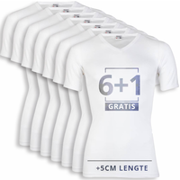 Beeren Heren V-Hals T-Shirt Extra Lang M3000 Wit voordeelpack
