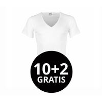 Beeren Heren Diepe V-Hals T-Shirt Extra Lang M3000 Wit Mega voordeelpack