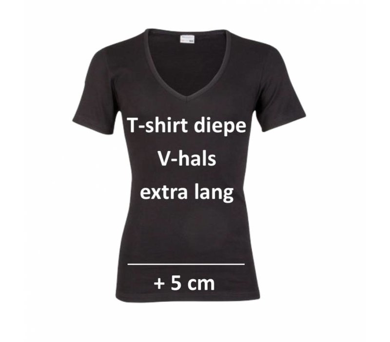 Beeren Heren Diepe V-Hals T-Shirt Extra Lang M3000 Zwart voordeelpack