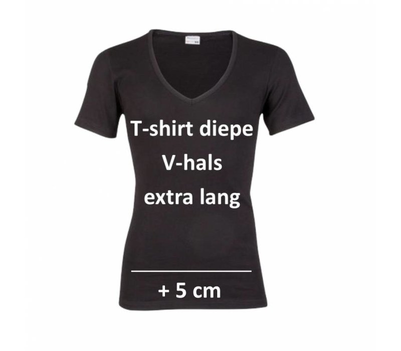 Beeren Heren Diepe V-Hals T-Shirt Extra Lang M3000 Zwart Mega voordeelpack