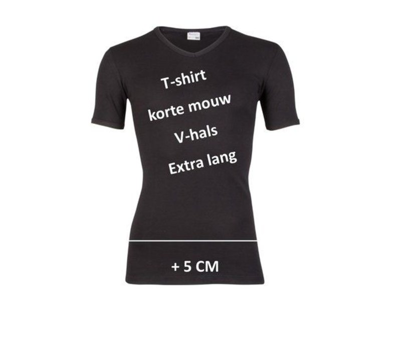 Beeren Heren V-Hals T-Shirt Extra Lang M3000 Zwart voordeelpack