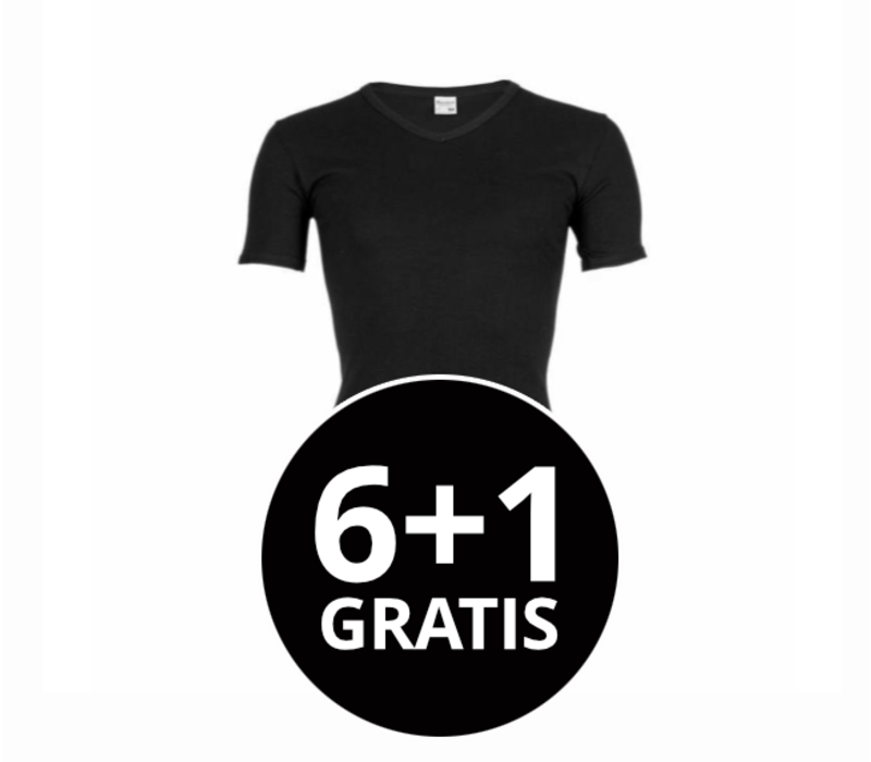 Beeren Heren V-Hals T-Shirt Extra Lang M3000 Zwart voordeelpack