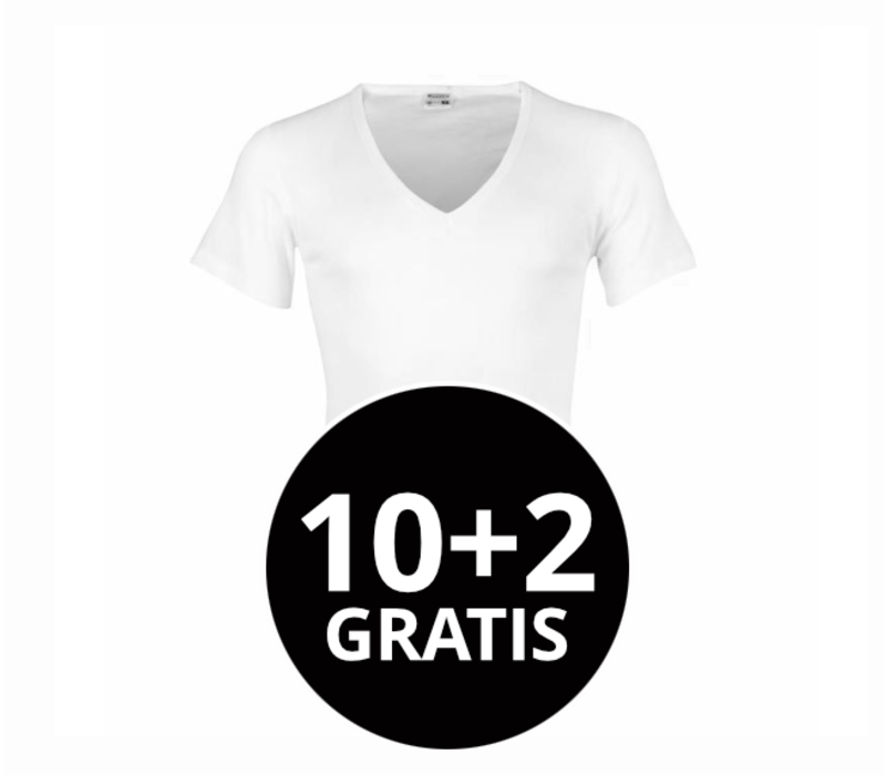 Beeren Heren T-Shirt Diepe V-Hals M3000 Wit mega voordeelpack