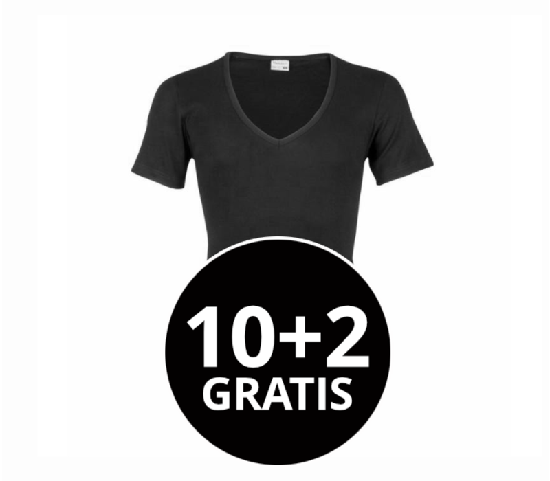 Beeren Heren T-Shirt Diepe V-Hals M3000 Zwart Mega voordeelpack