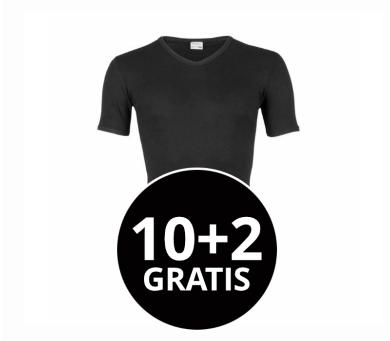 Beeren Heren T-Shirt V-Hals M3000 Zwart Mega voordeelpack