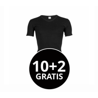 Beeren Heren V-Hals T-Shirt Extra Lang M3000 Zwart Mega voordeelpack