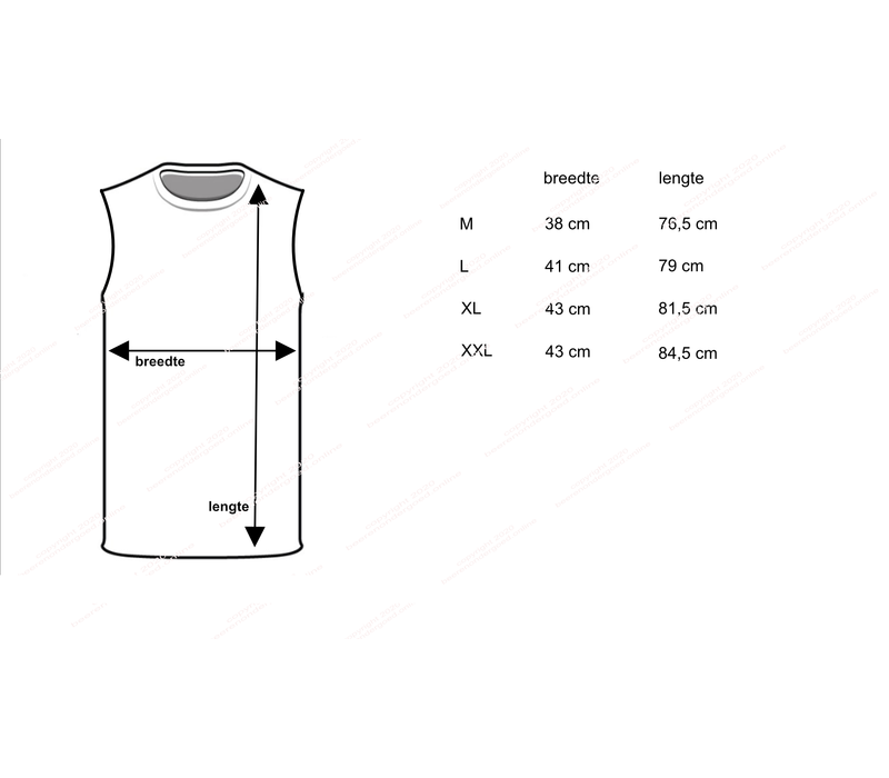 heren extra lang mouwloos shirt wit  2- Pack