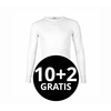 Beeren Heren T-Shirt Lange Mouw M3000 Wit Mega voordeelpack