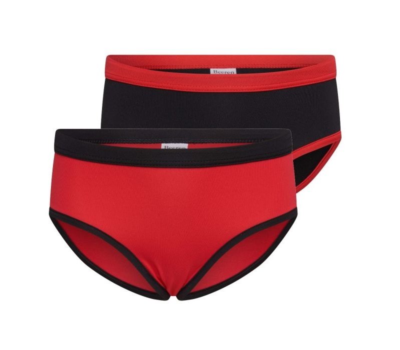 Meisjes slips 2-Pack rood/zwart