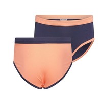 Meisjes slips 2-Pack zalm/donkerblauw