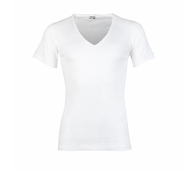 heren diepe V-hals T-shirt extra lang M3000 wit 2-Pack