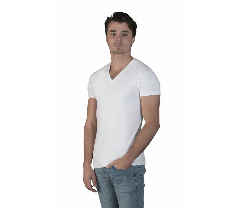 extra lange t-shirts 2-pack v-hals wit