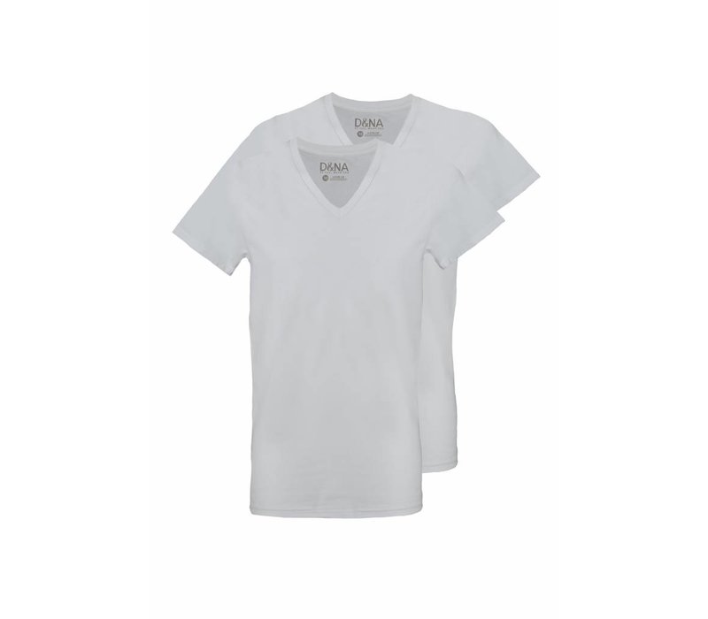 extra lange t-shirts 2-pack v-hals wit