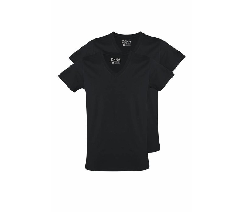 extra lange t-shirts 2-pack v-hals zwart