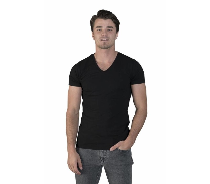 extra lange t-shirts 2-pack v-hals zwart