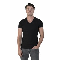 extra lange t-shirts 2-pack v-hals zwart