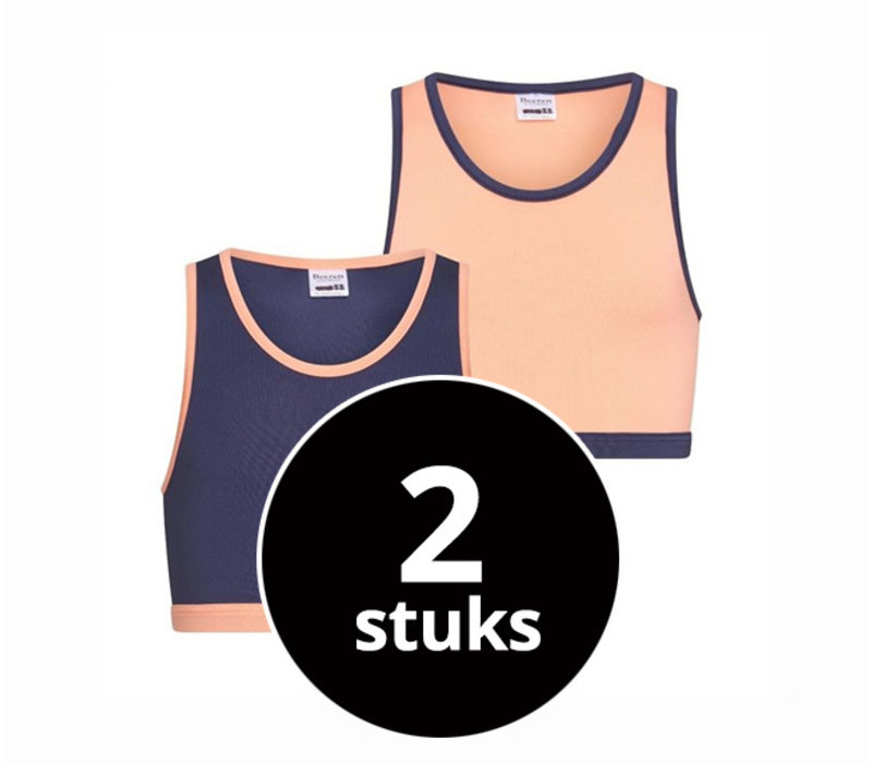 Meisjes hesje 2-Pack zalm/donkerblauw