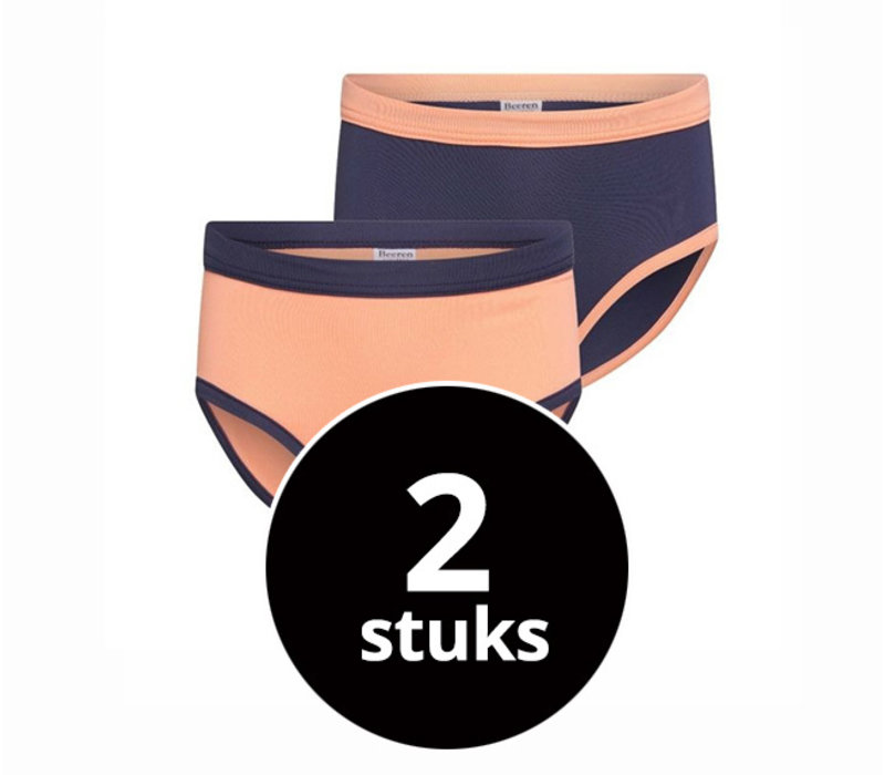 Meisjes slips 2-Pack zalm/donkerblauw