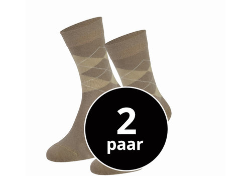 Sokken Met Ruiten Motief 2-Pack Beige