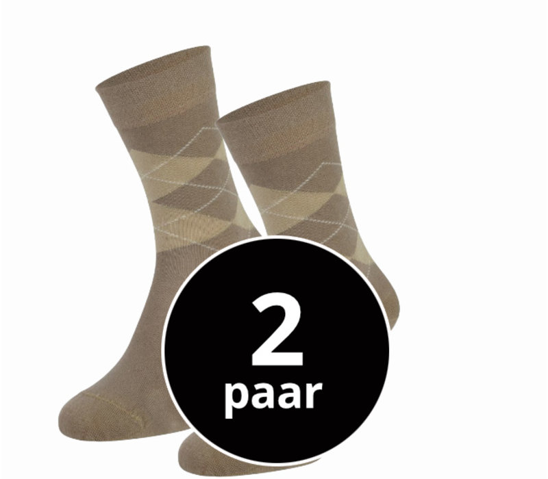 Sokken Met Ruiten Motief 2-Pack Beige