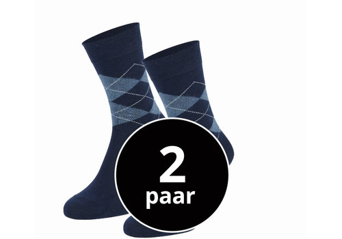 Sokken Met Ruiten Motief 2-Pack Marine