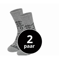 Dikke Wollen Sokken Met Noors Patroon 2-Pack Grijs