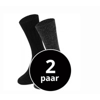 Lamswollen sokken 2-Pack zwart/antraciet