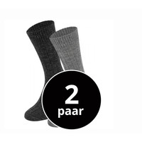 Lamswollen sokken 2-Pack grijs/melange