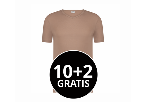 Beeren Heren T-Shirt Extra Lang Green Comfort V-Hals Huidskleur Mega Voordeelpack