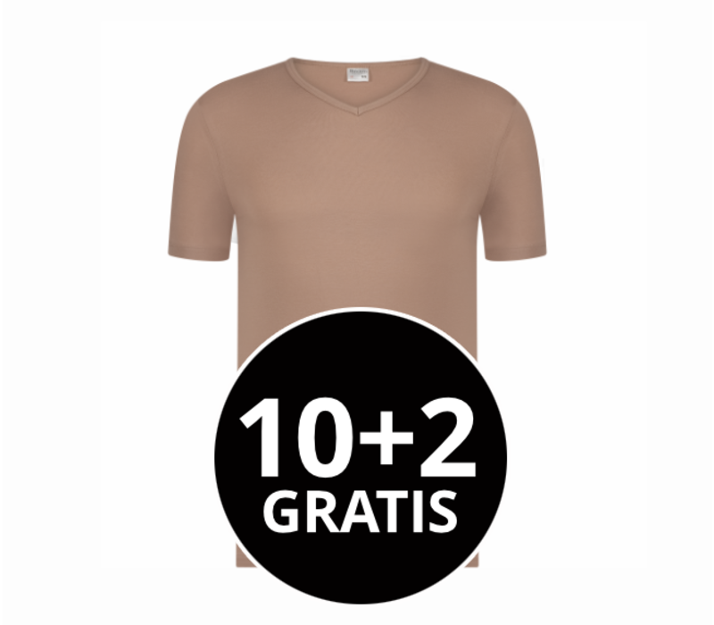 Beeren Heren T-Shirt Extra Lang Green Comfort V-Hals Huidskleur Mega Voordeelpack