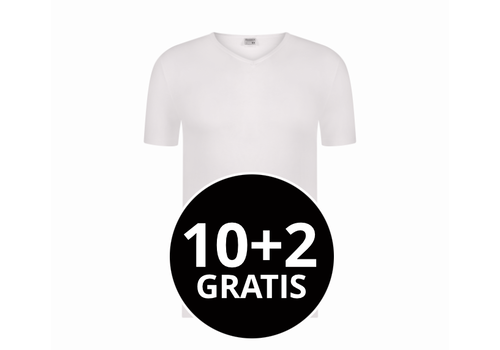 Beeren Heren T-Shirt Extra Lang Green Comfort V-Hals Wit Mega Voordeelpack