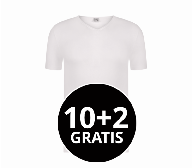 Beeren Heren T-Shirt Extra Lang Green Comfort V-Hals Wit Mega Voordeelpack