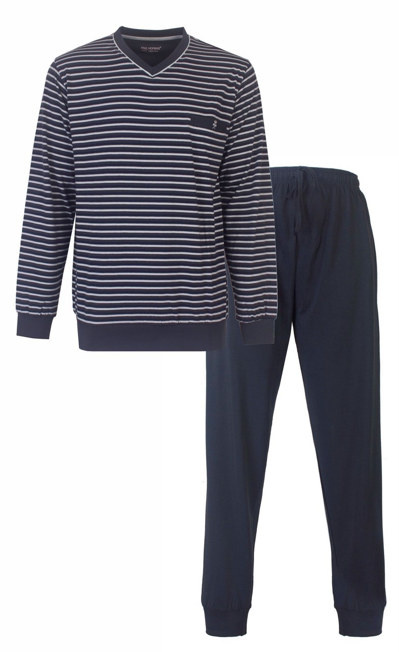 Paul Hopkins Heren Pyjama Blauw Gestreept