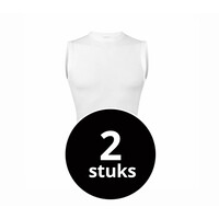 heren extra lang mouwloos shirt wit  2- Pack