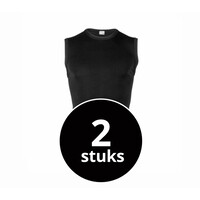heren extra lang mouwloos shirt zwart 2-Pack