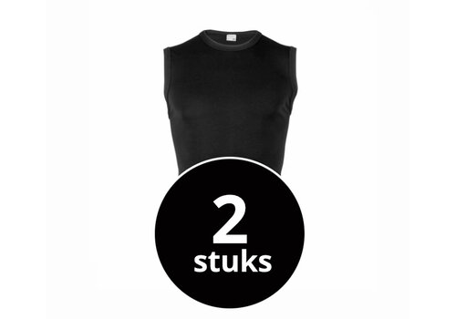 Beeren Heren Extra Lang Mouwloos Shirt Zwart 2-Pack