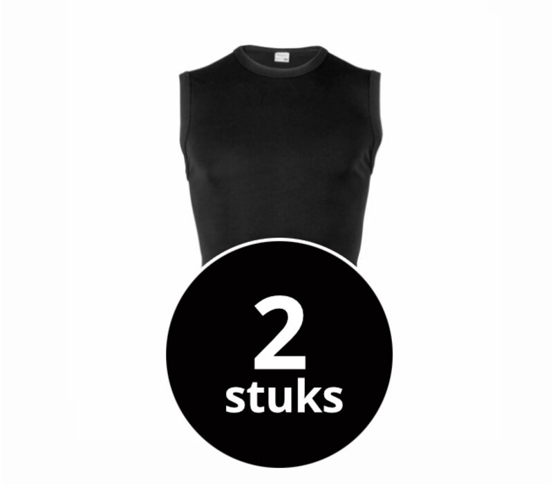 heren extra lang mouwloos shirt zwart 2-Pack